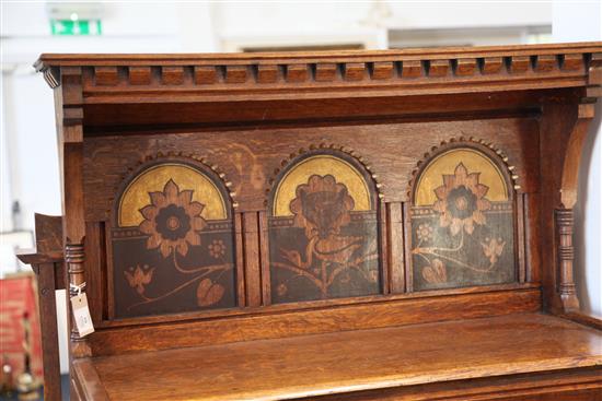 A Victorian aesthetic movement inlaid oak chiffonier designed by A.W.Blomfield and illustrated in Eastlakes Hints W.3ft 3in. D.1ft 6in
